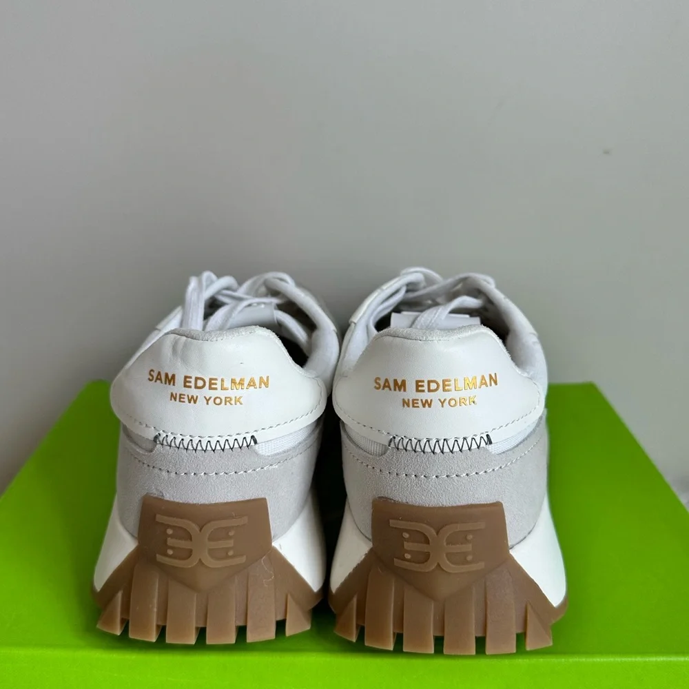 NIB Sam Edelman Layla Suede and Nylon Fashion Sneakers White Multi size 7.5 - Picture 5 of 16